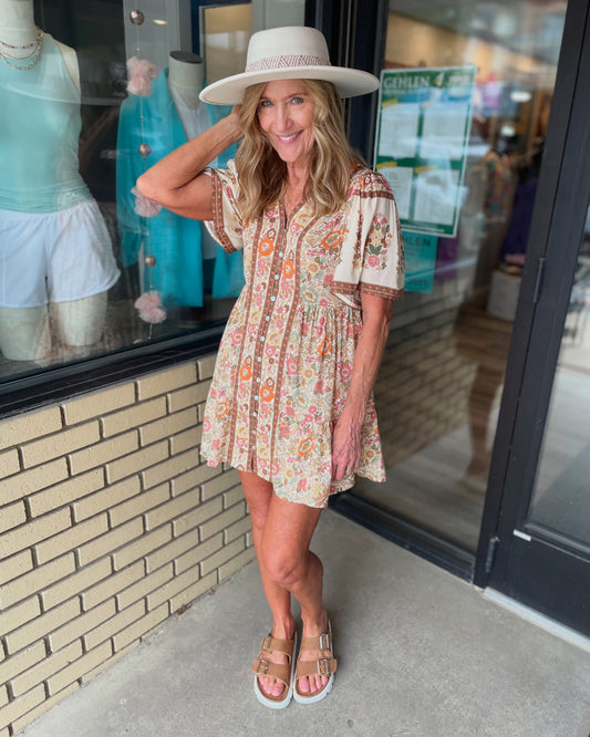 Gypsy Floral Button Dress