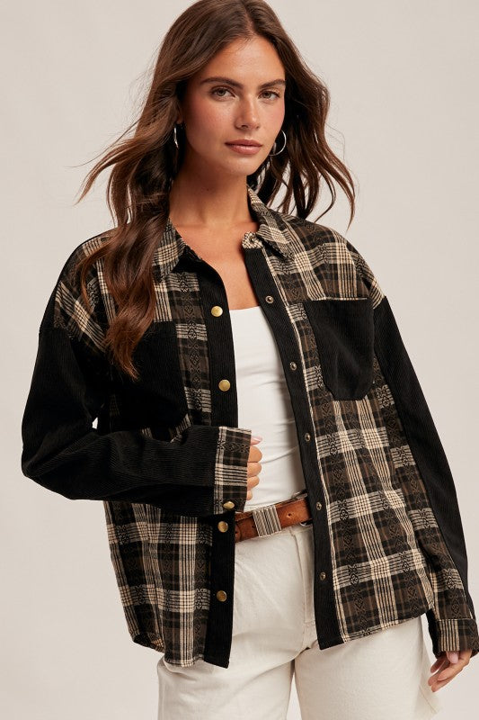 Flora Plaid Button top