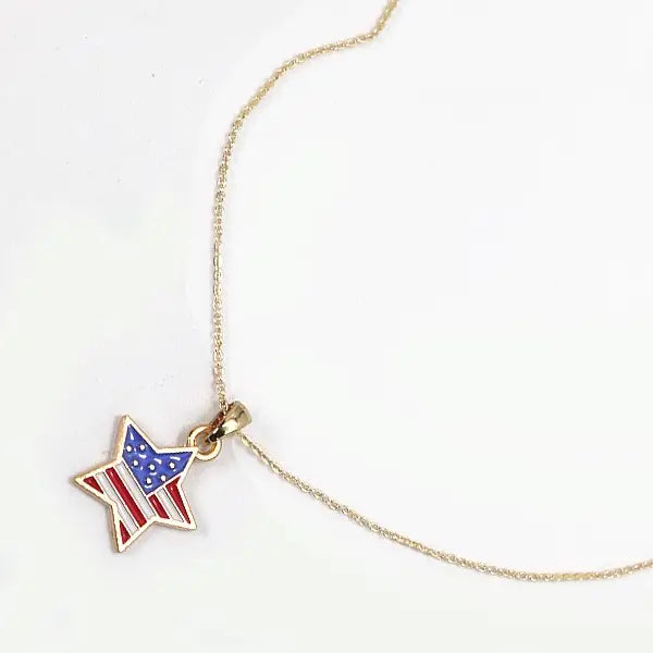 4TH of July Flag Star Necklace
