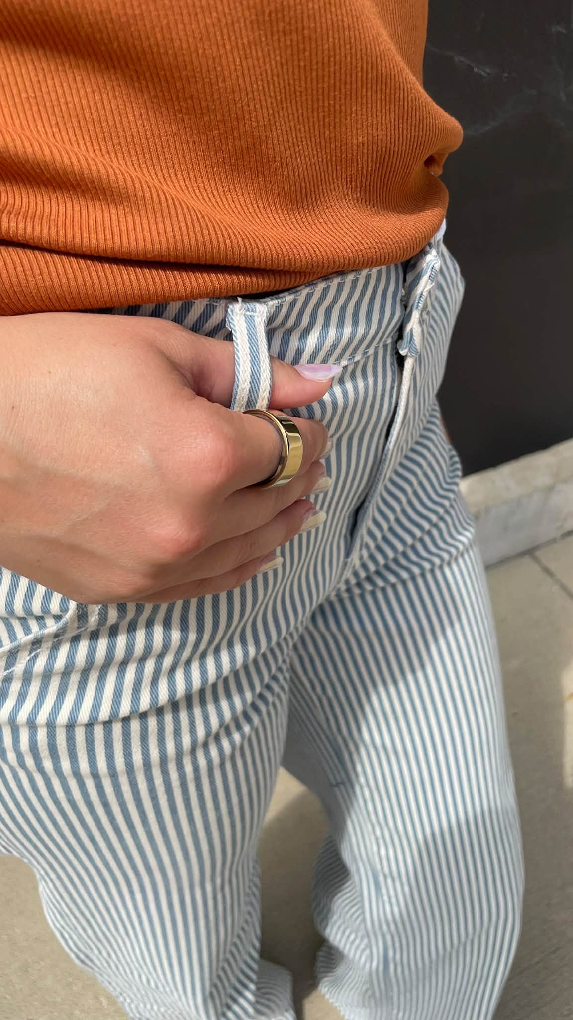 Teagan Striped HR Jeans
