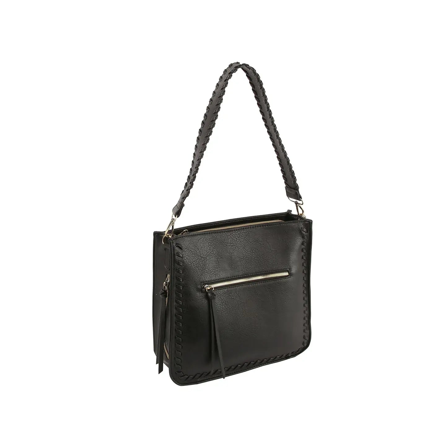 Whipstitch Black Shoulder Bag