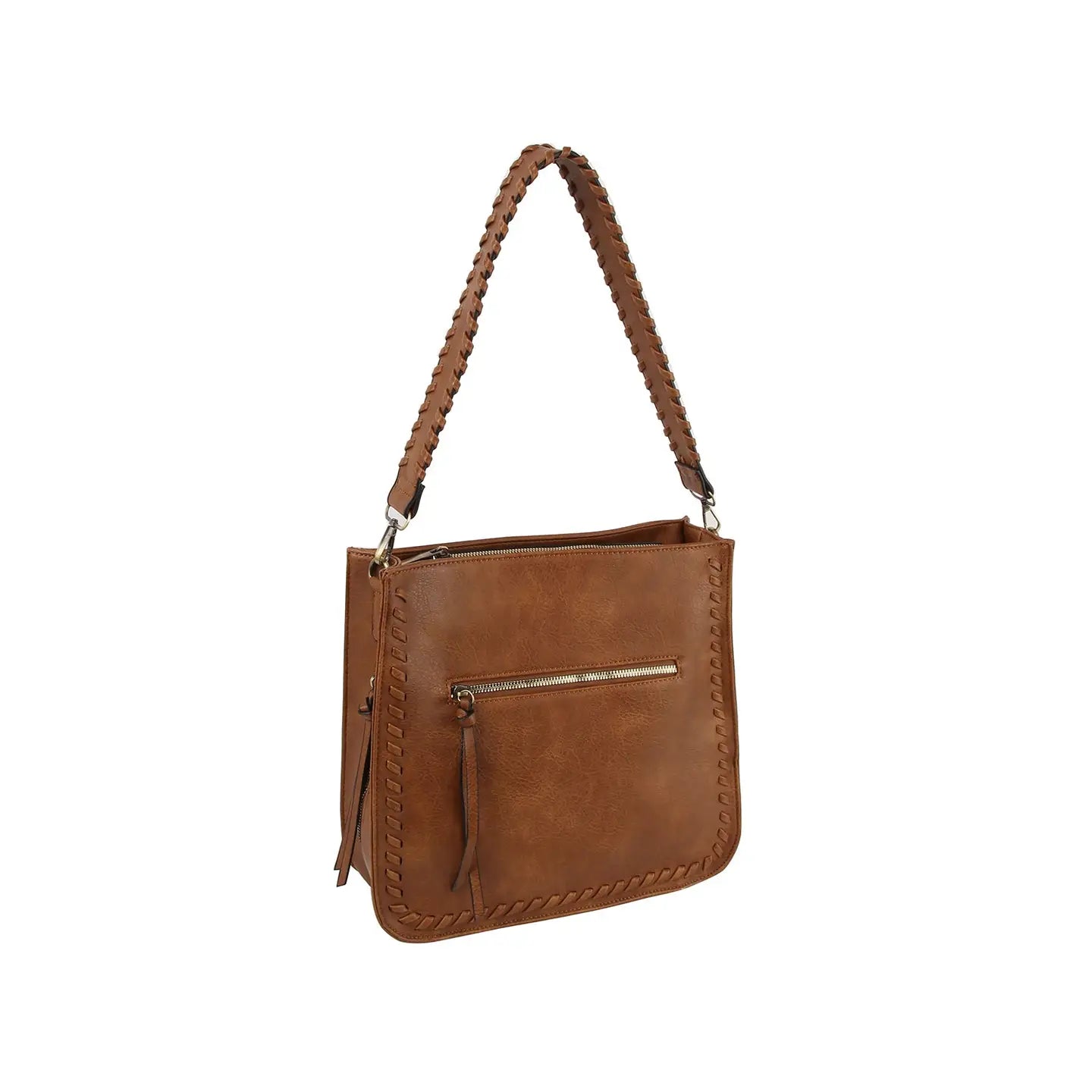 Whipstitch Brown Shoulder Bag