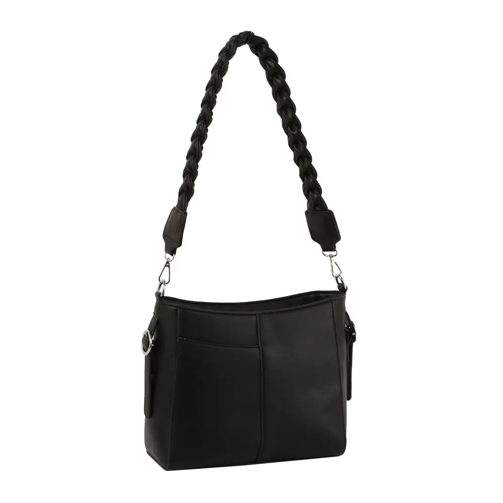 Braided Black Leather Tote