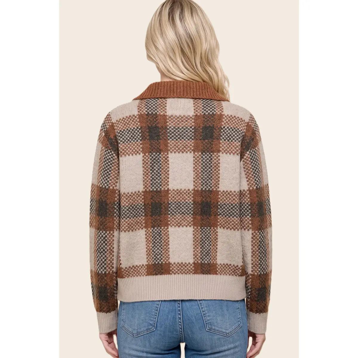 Reggie Checkered Zip Cardigan