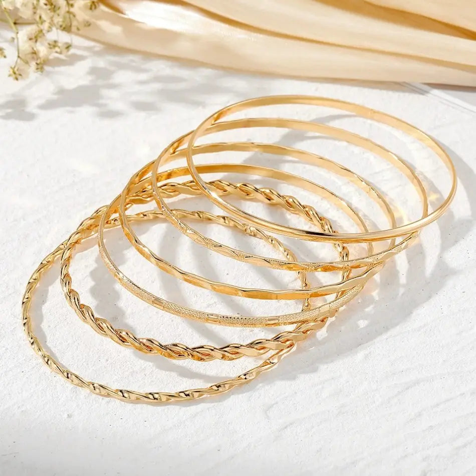Gold Layered Bangle Set