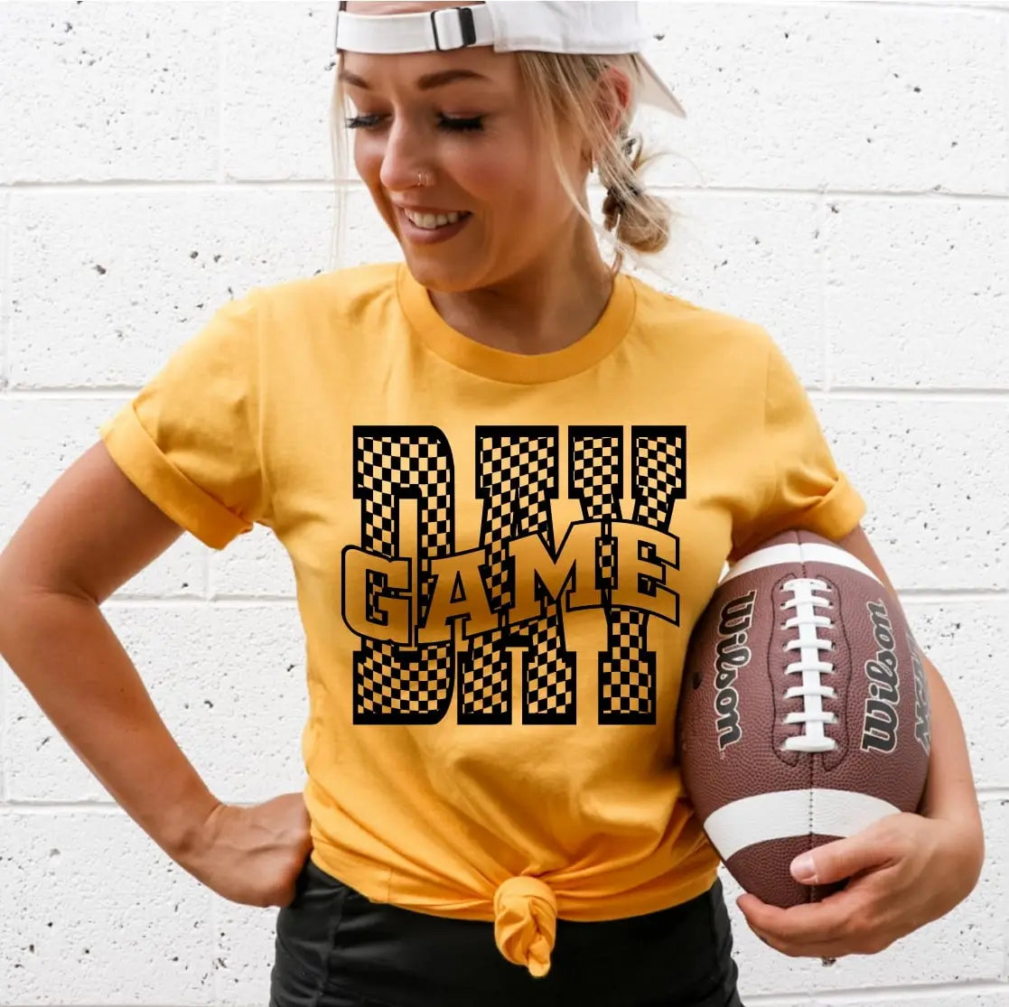 Gold Checkered Game Day Tee