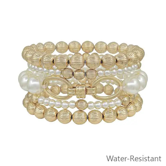 Gold & Pear Textured Bracelets