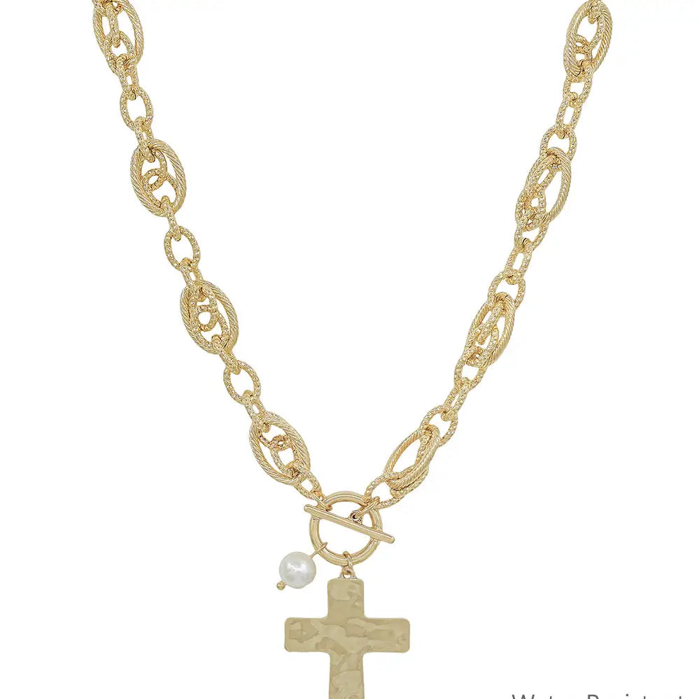 Gold Linked Cross Necklace