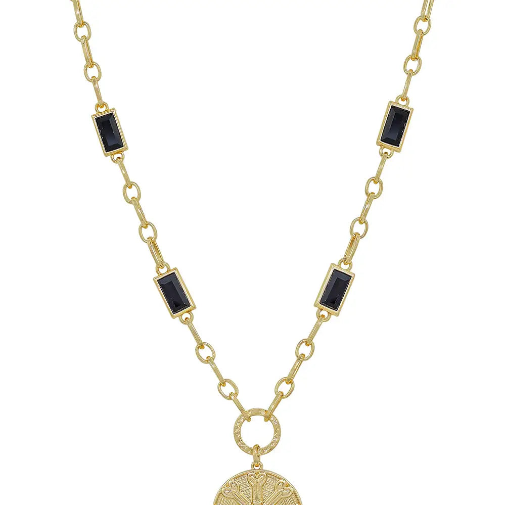 Crystal Chain Coin Necklace