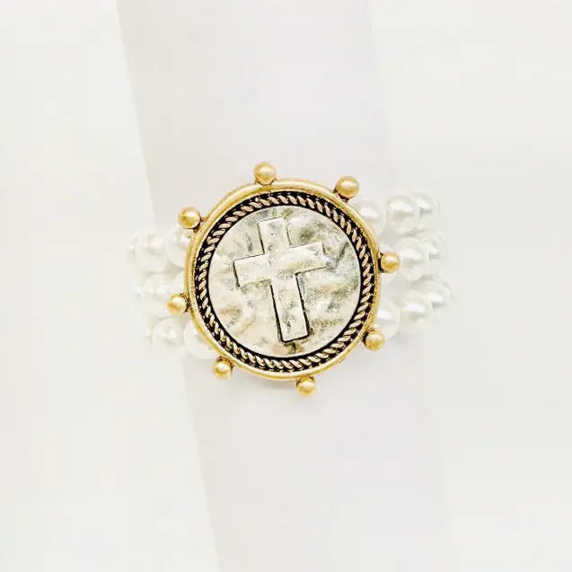 Pearl Cross Bracelet
