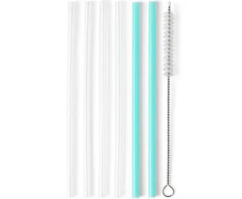 Clear + Aqua Reusable Straw Set