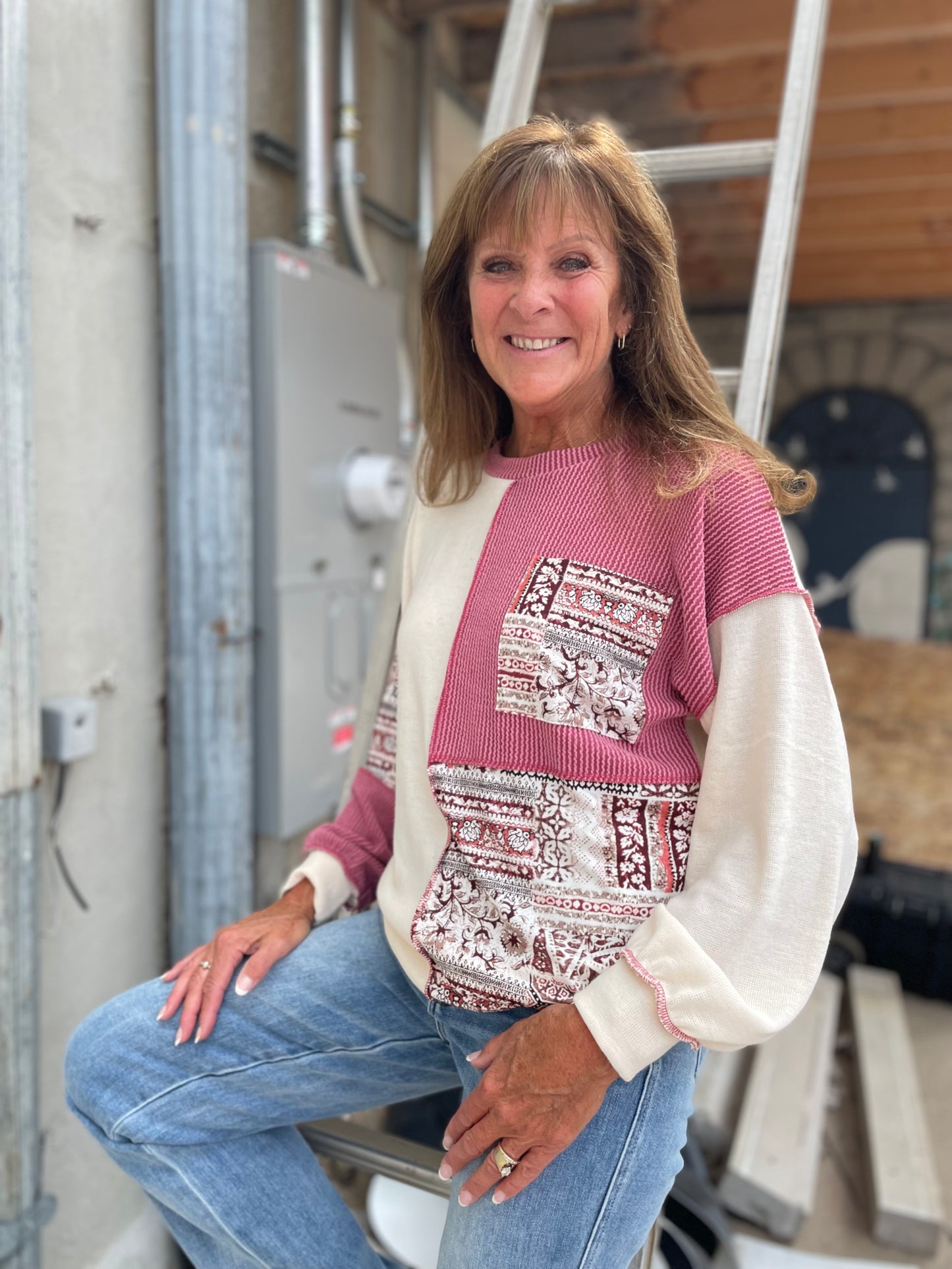 Presley Patchwork Pullover Top