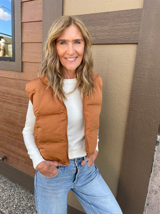 Issey Leather Brown Vest