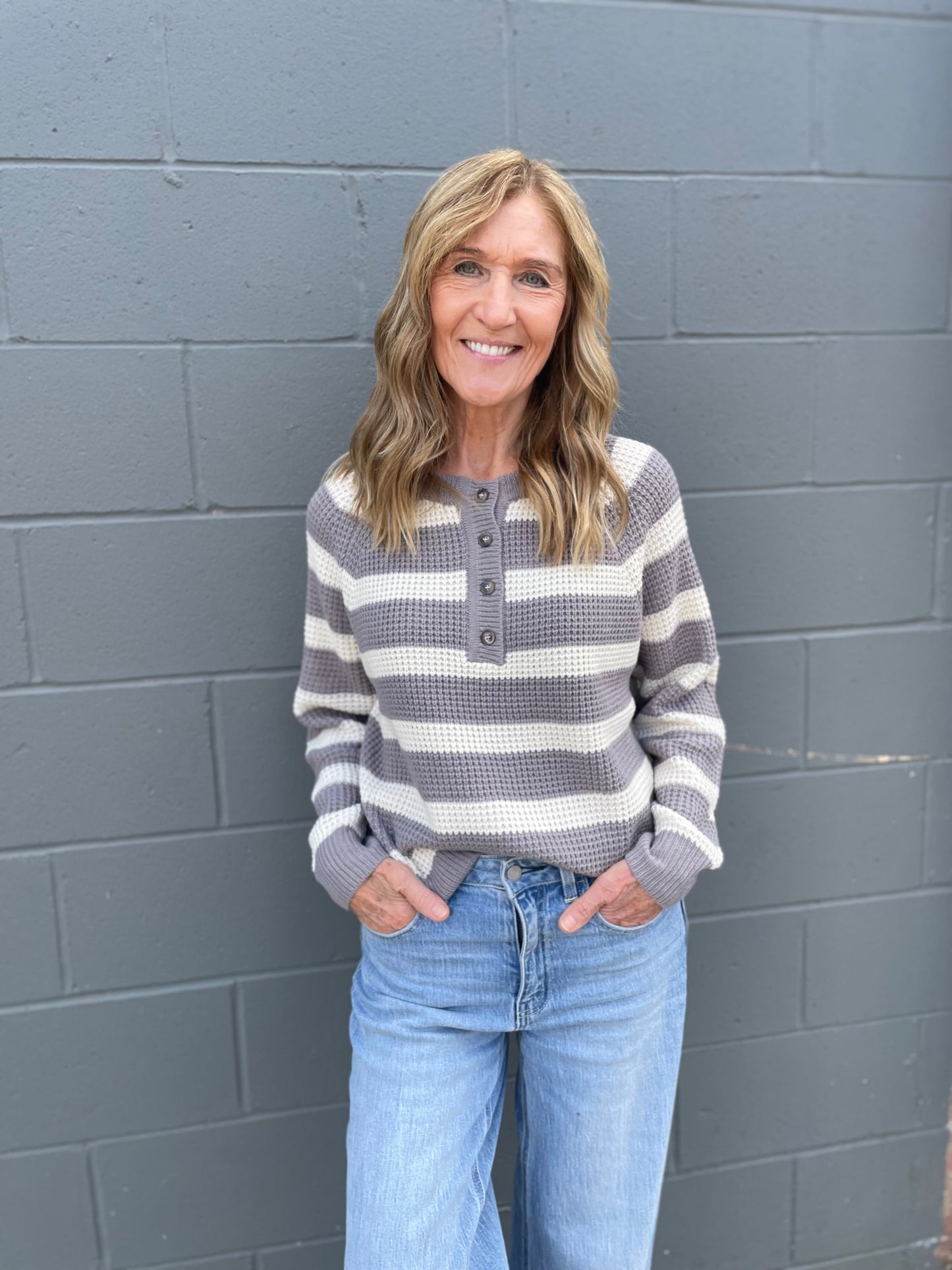 Tess Striped Waffle Sweater