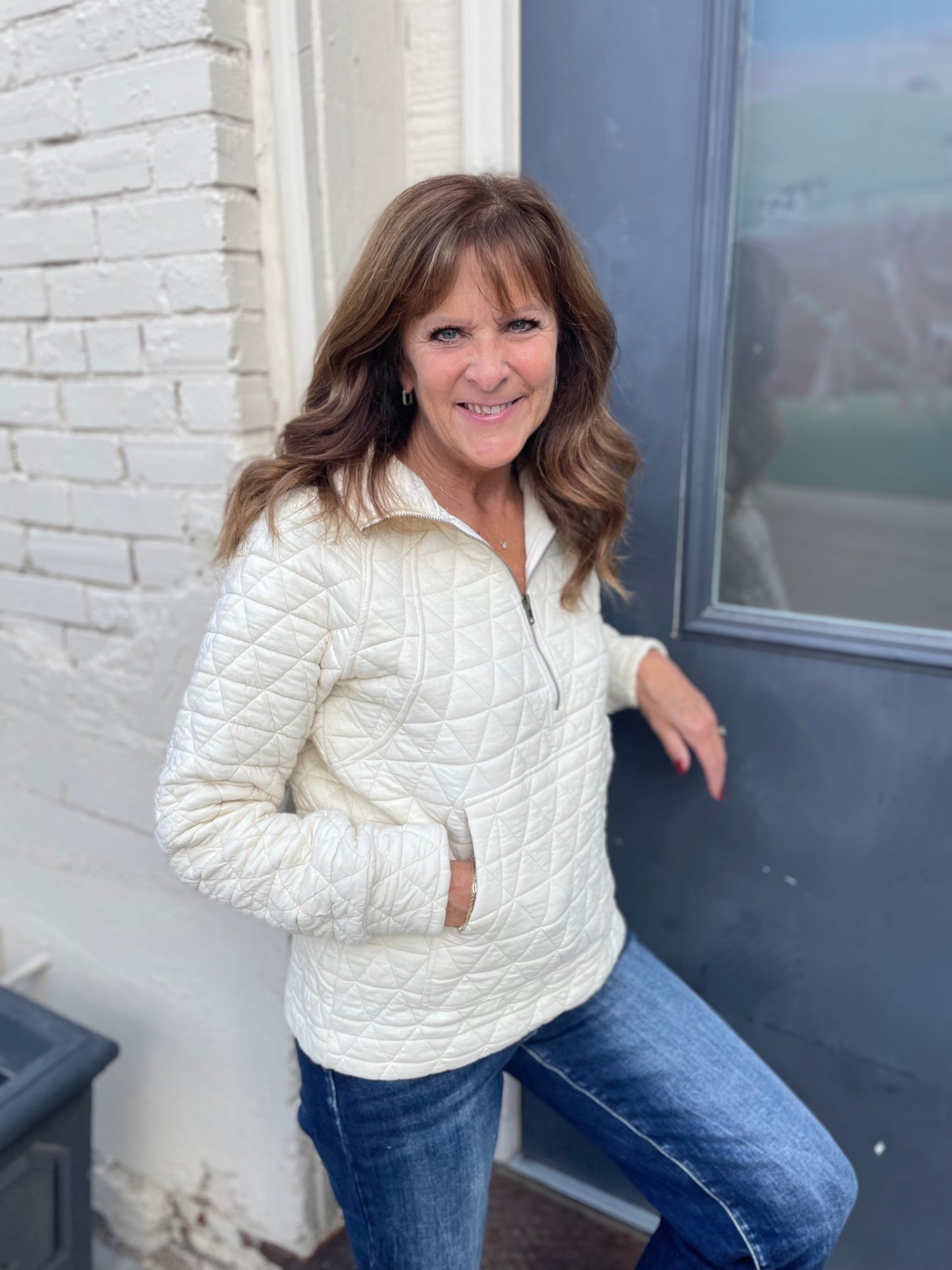 Quinn Half Zip Quilted Sweatshirt