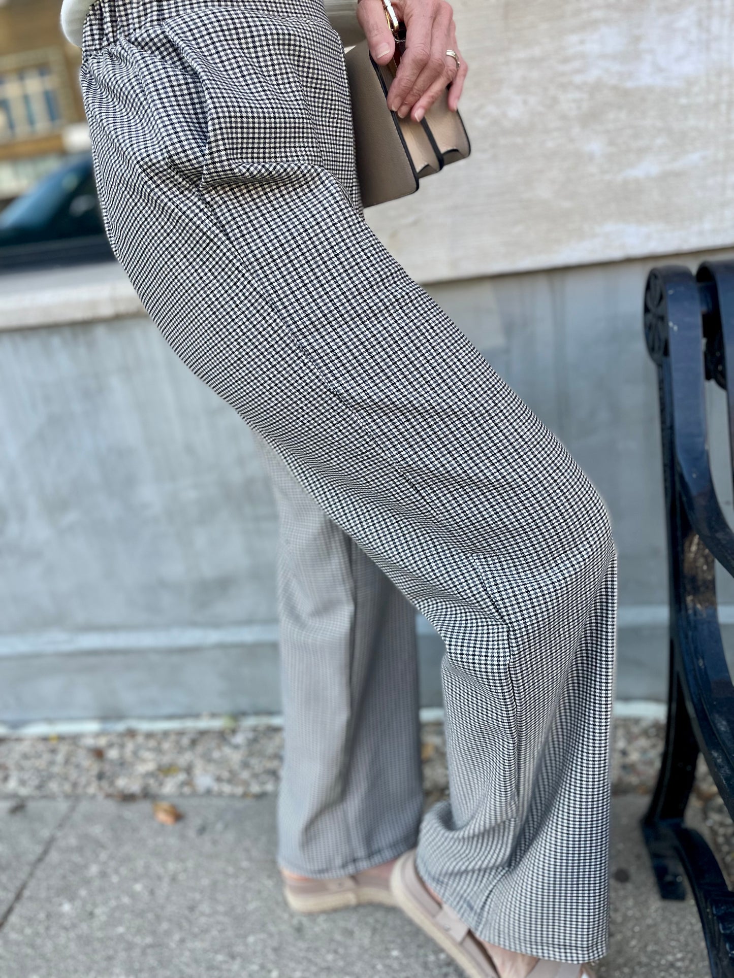 Saydie Pleated Checkered Pants