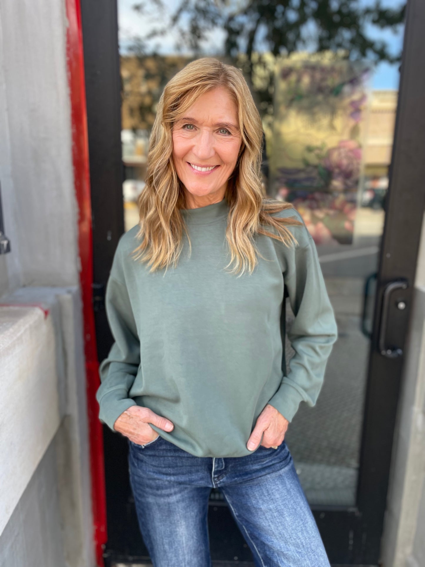 Modal Poly Sage Leaf Scuba Mock Neck