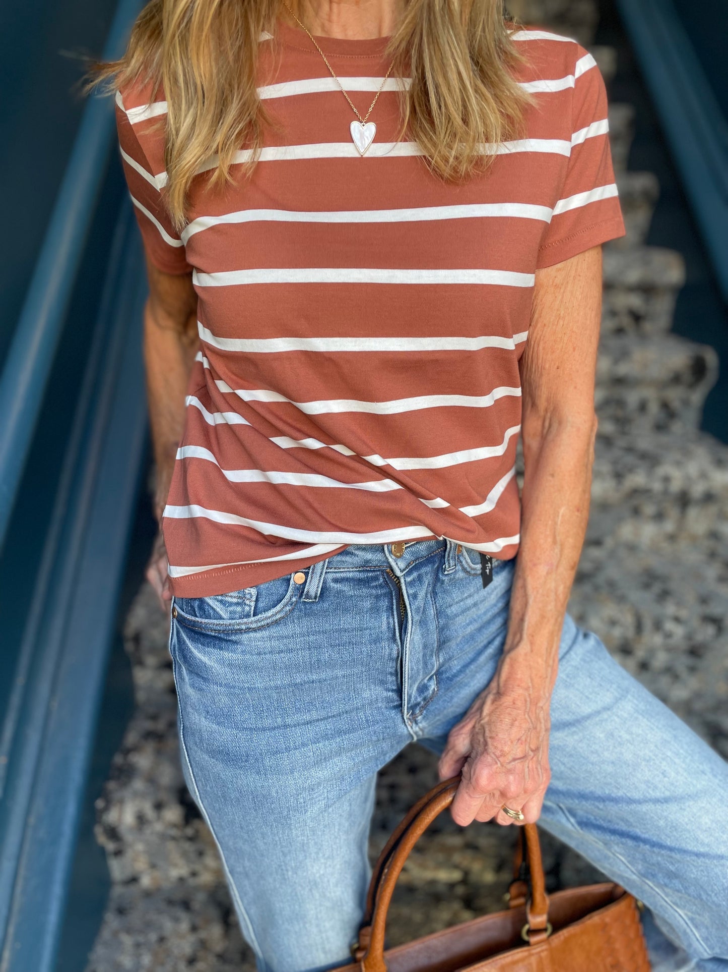 Asher Brown Striped Tee