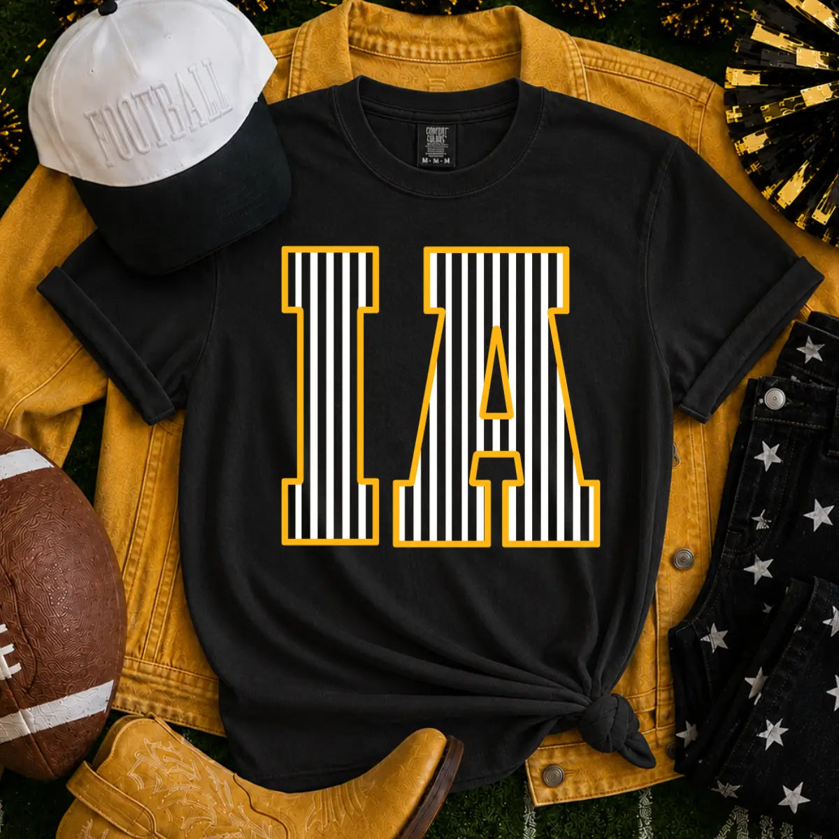 Iowa Striped Black Tee