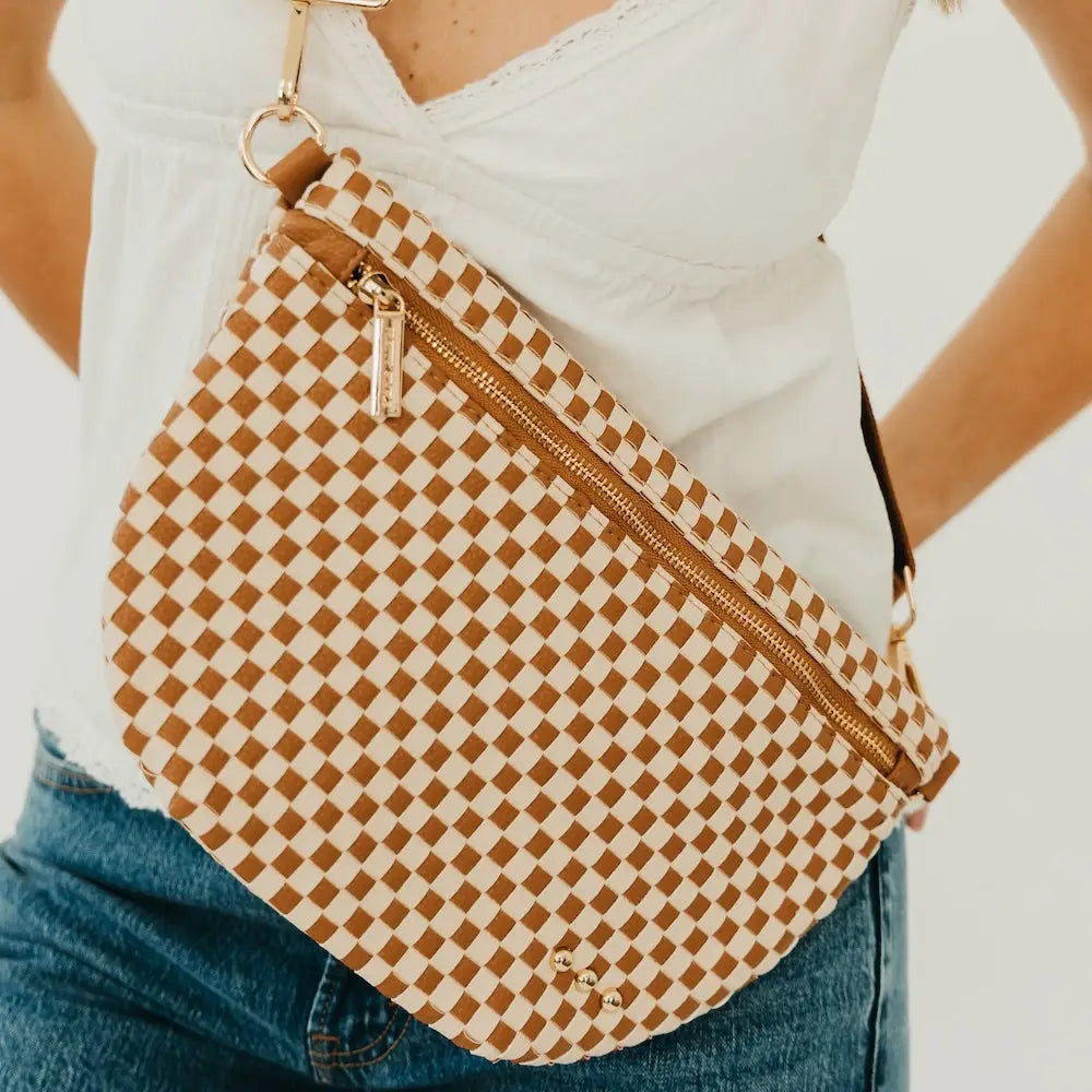 Westlyn Taupe Checkered Bum Bag