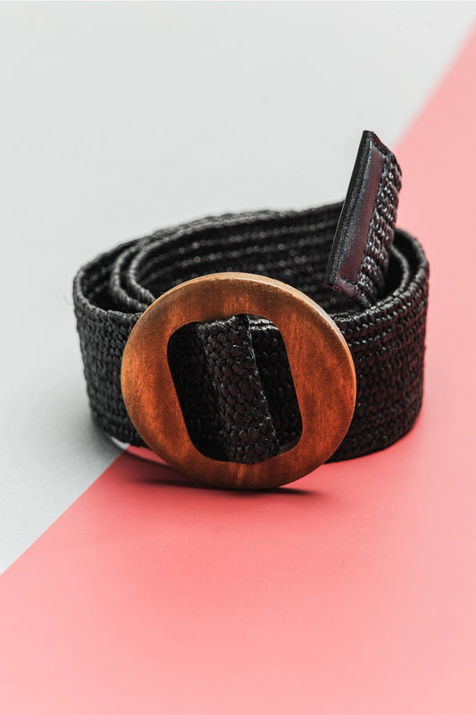 Rattan Wooden Buckle Belt