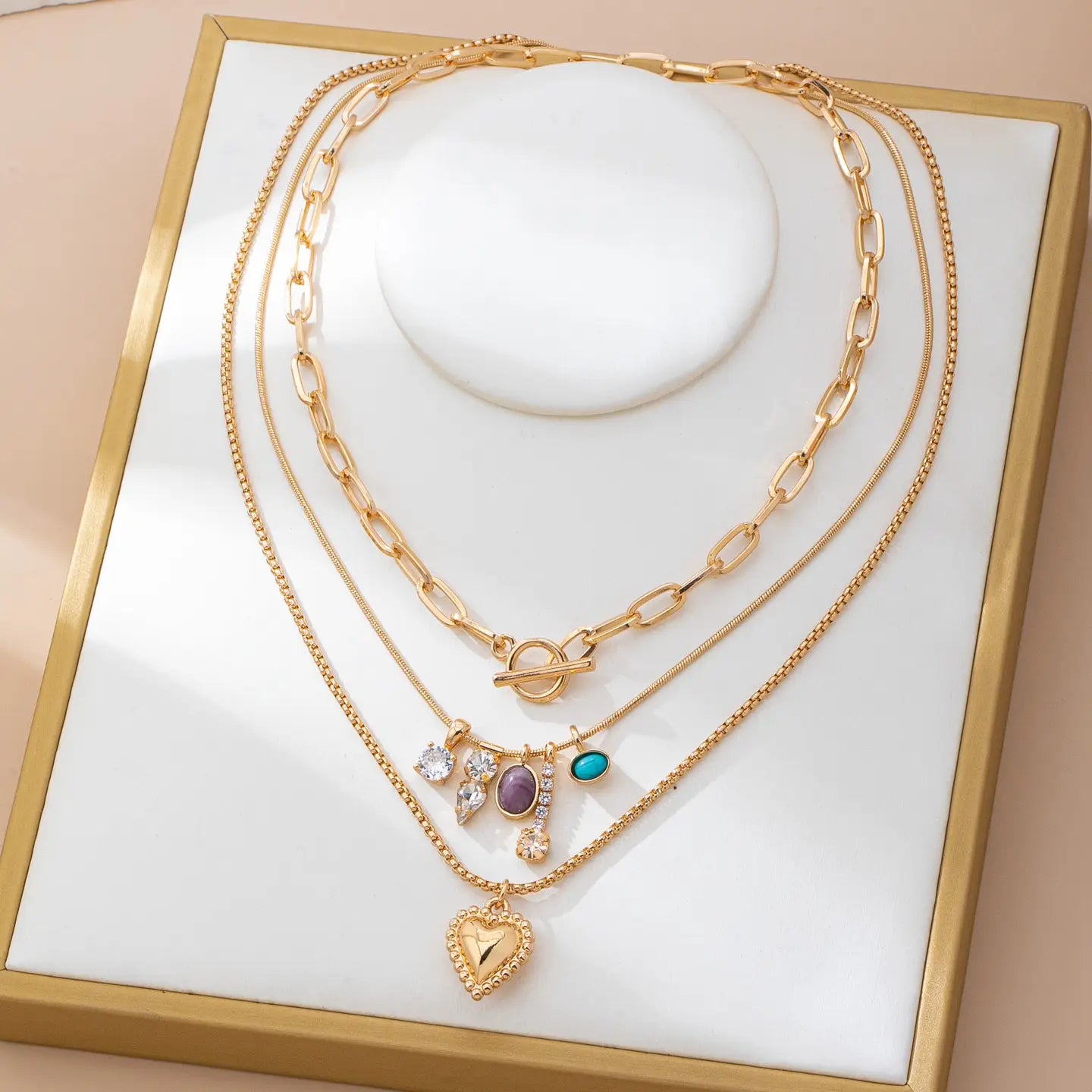Cluster Charm Layered Mixed Chain Necklace