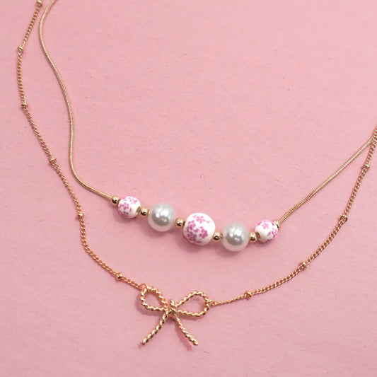 Pink Ceramic Pearl Necklace