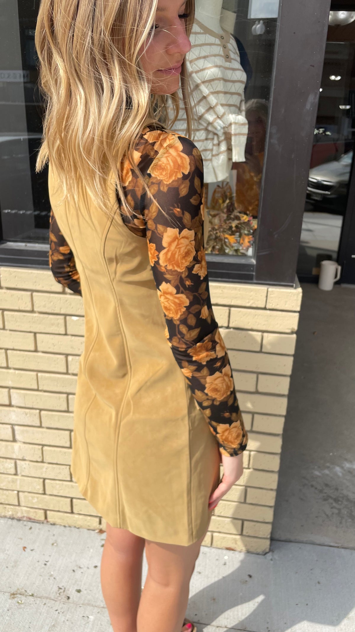 Skylar Camel Sued Dress