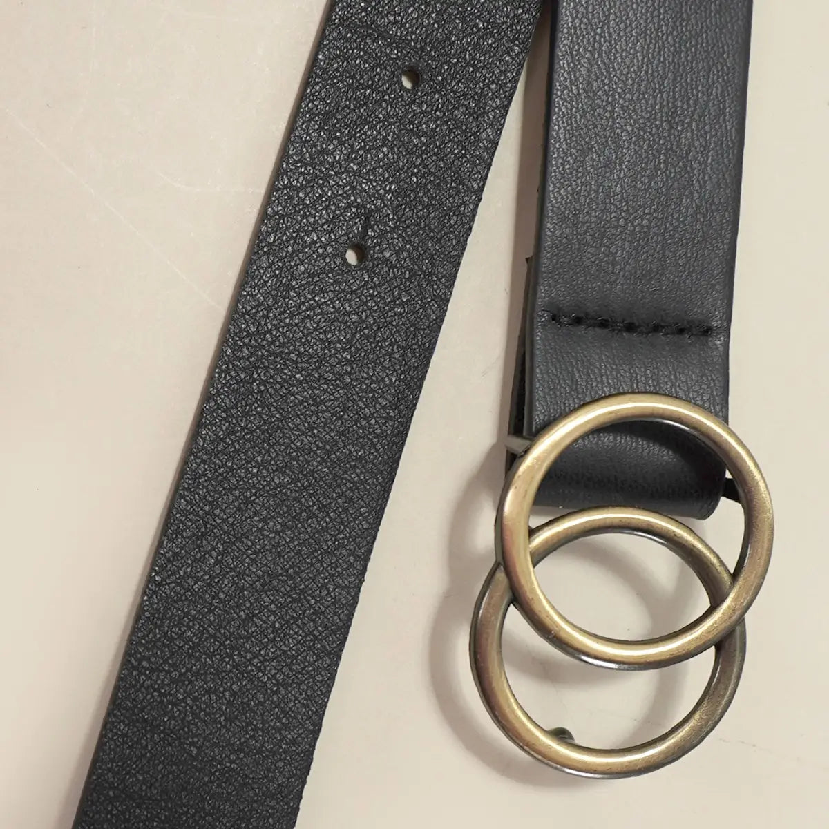Black Buckle Faux Leather Belt