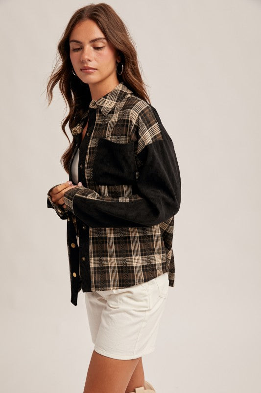 Flora Plaid Button top