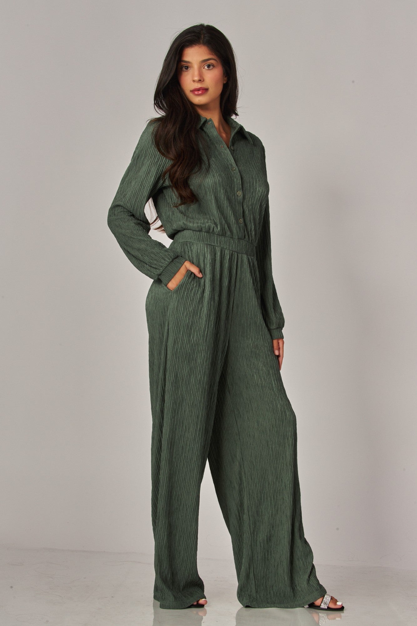 Iris Crinkled Plisse Jumpsuit