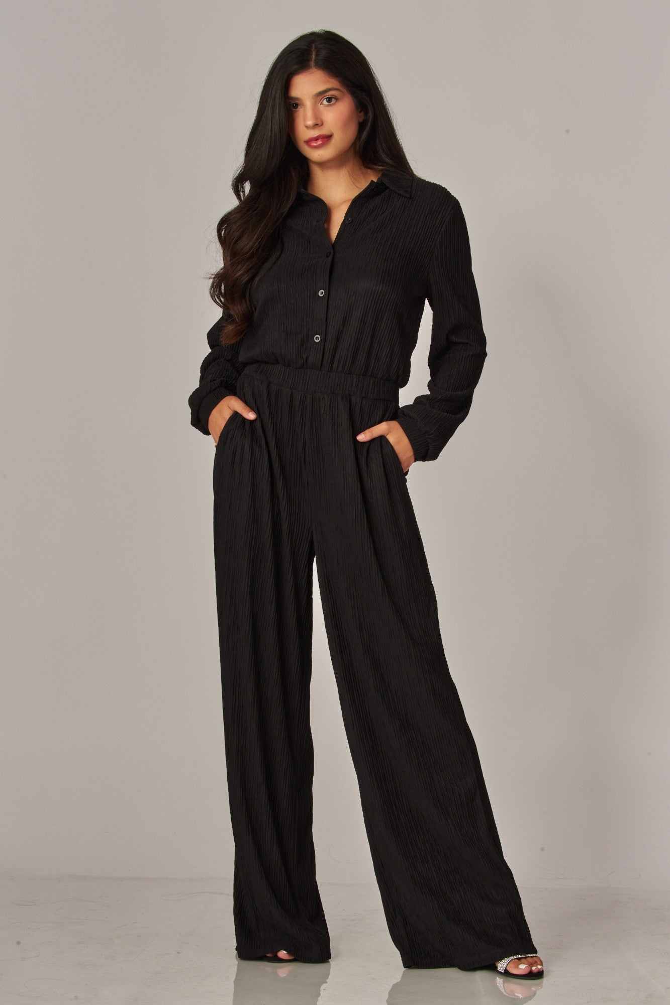 Iris Crinkled Plisse Jumpsuit