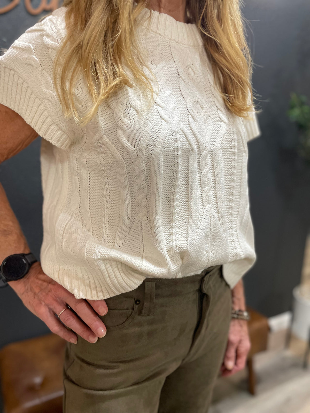 Rya Cream Cable Knit Sweater