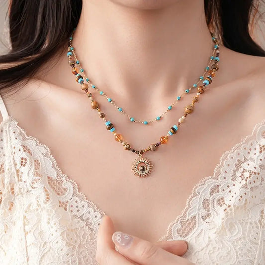 Natural Stone Charm Necklace