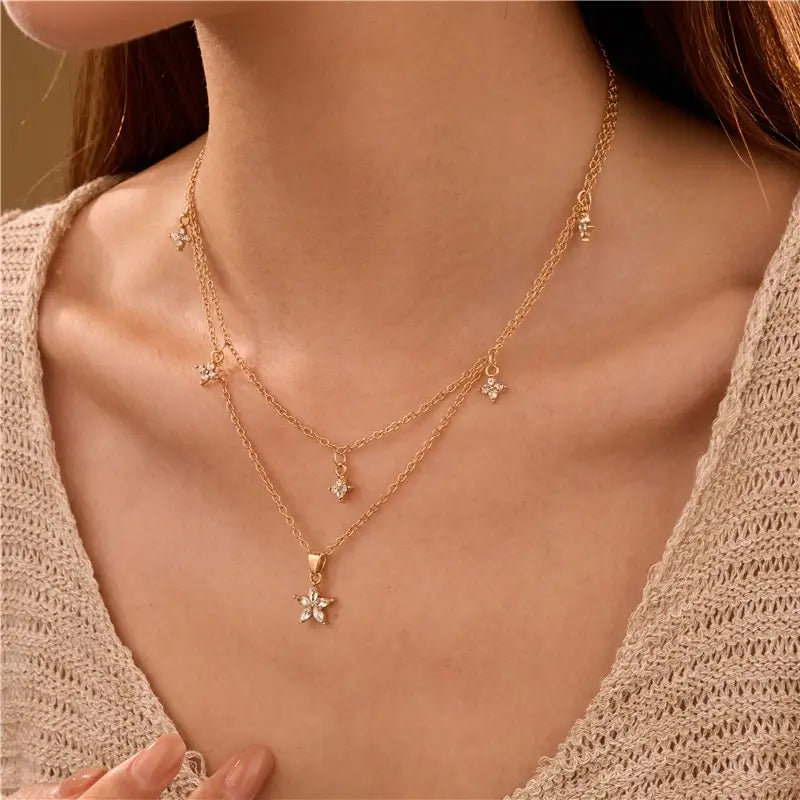 Crystal Star & Floral Necklace