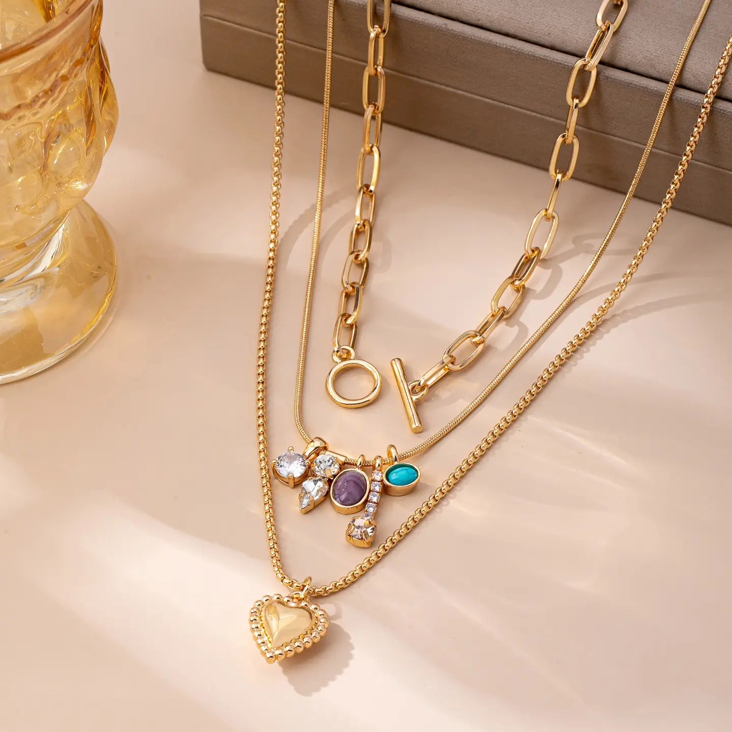 Cluster Charm Layered Mixed Chain Necklace