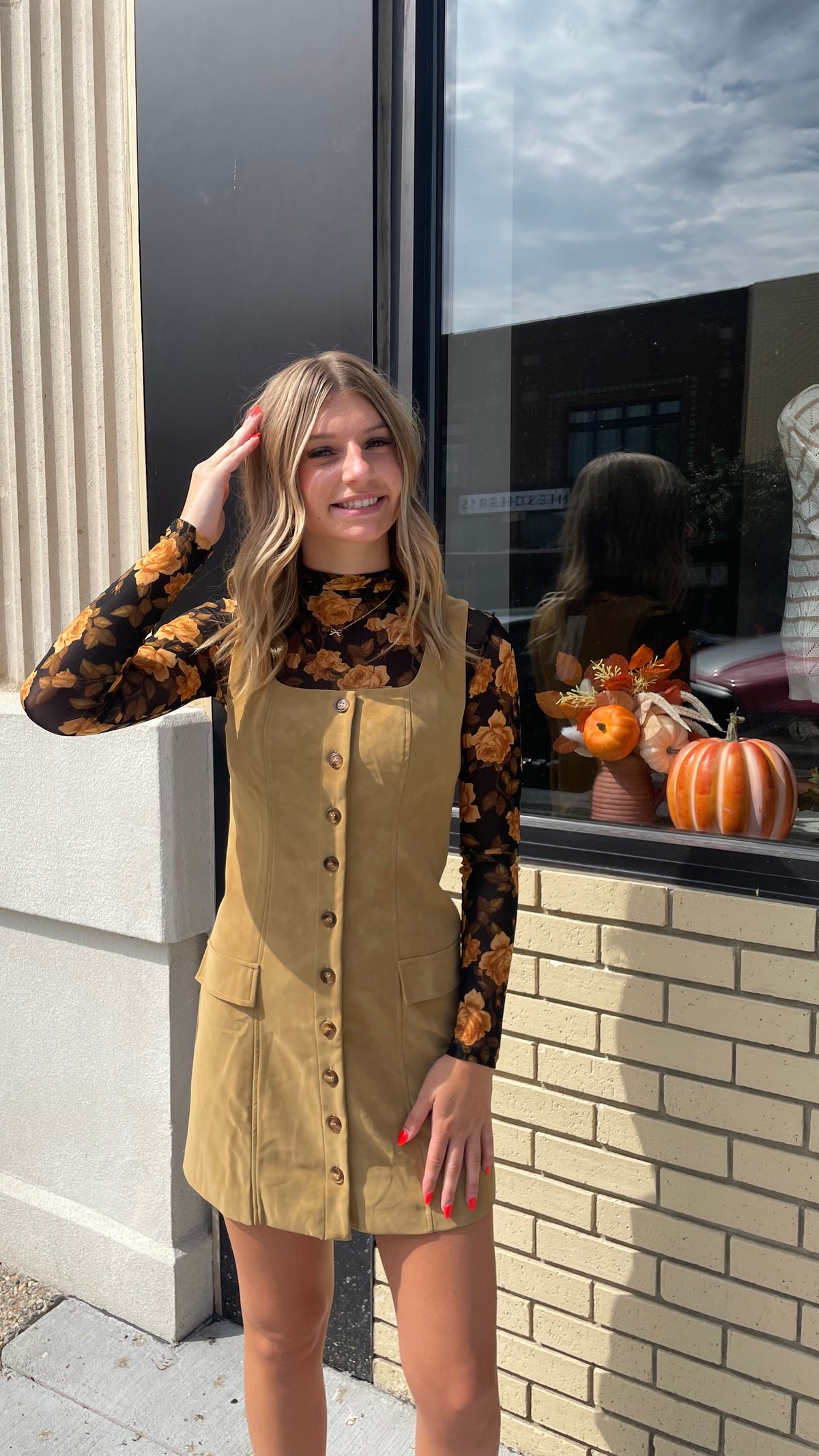 Skylar Camel Sued Dress