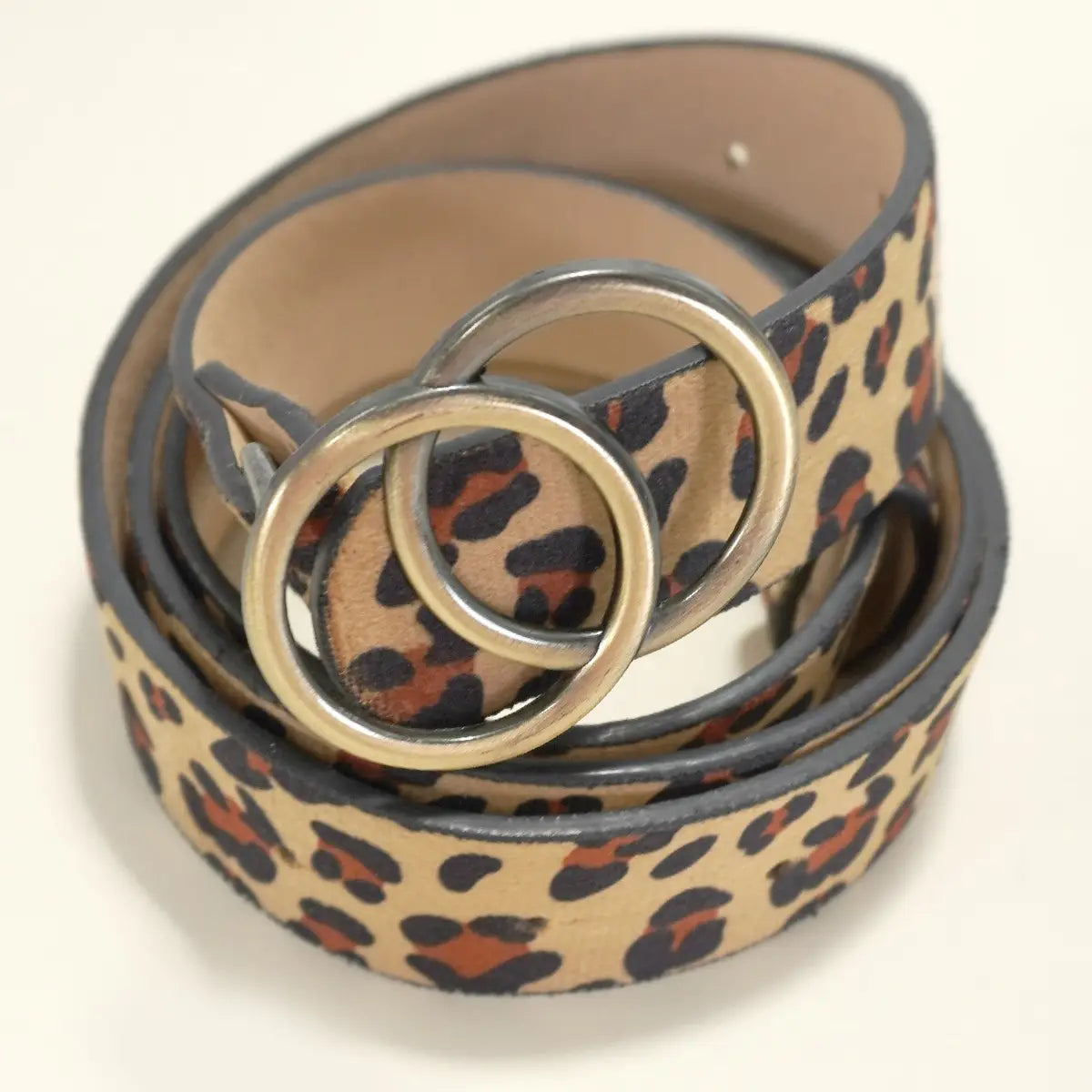 Leopard Buckle Faux Leather Belt