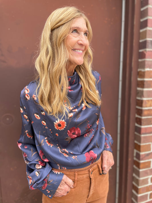 Amelia Floral Mock Neck