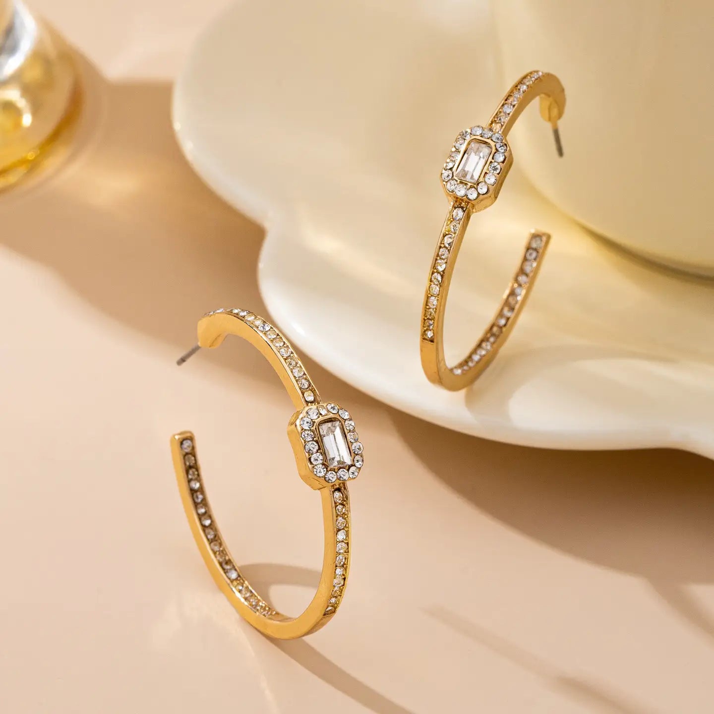Solitaire Crystal Hoop Earrings