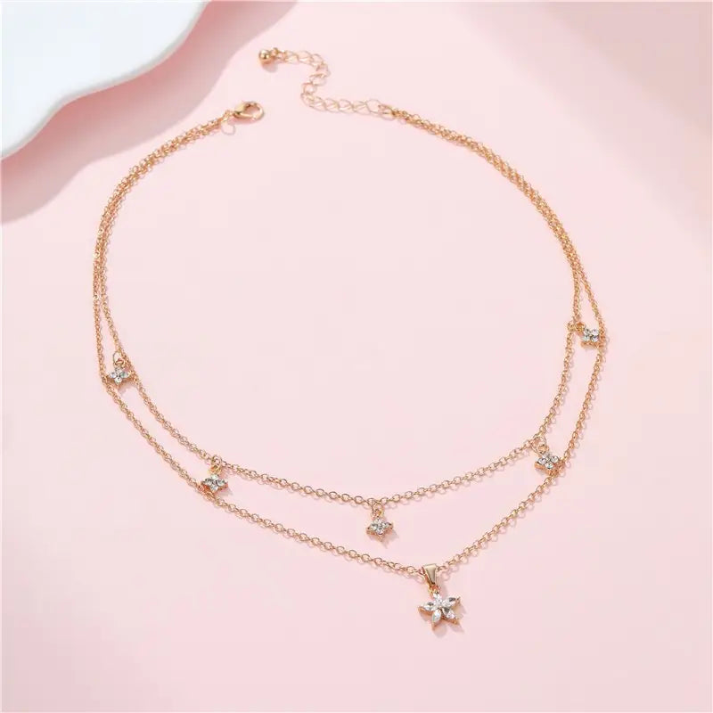 Crystal Star & Floral Necklace