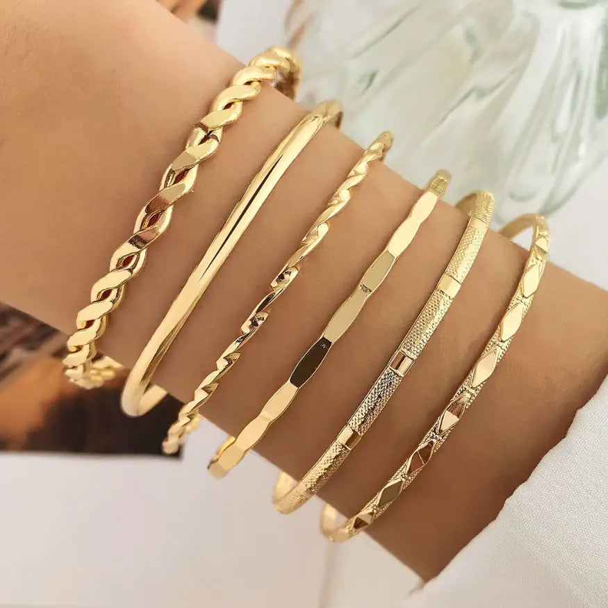 Gold Layered Bangle Set