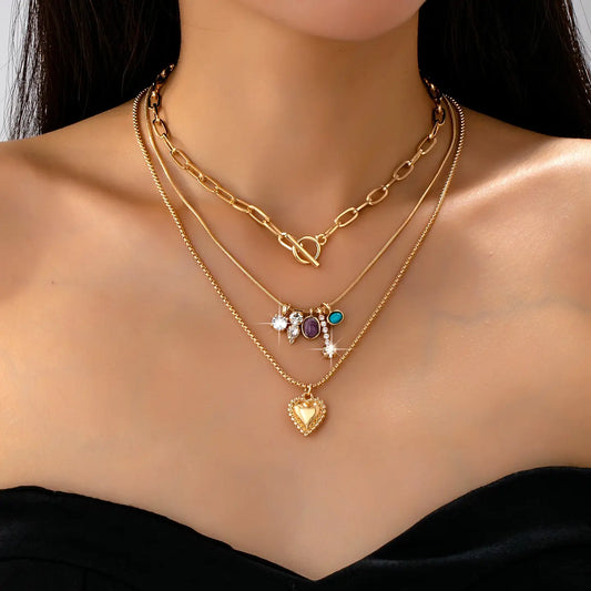 Cluster Charm Layered Mixed Chain Necklace