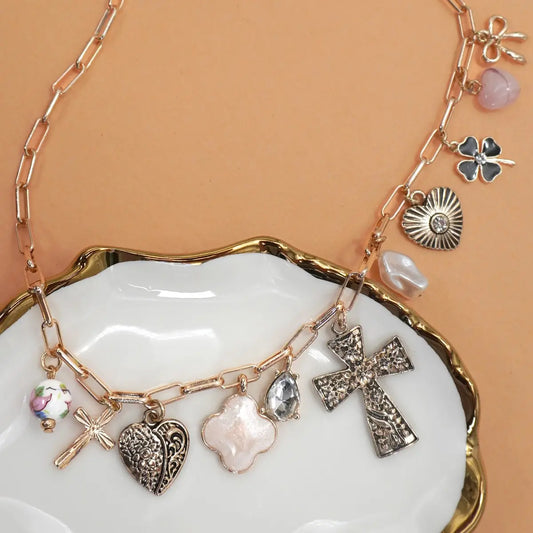 Charm Clover Cross Necklace