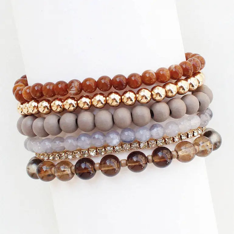 Multi Row Brown/Gold Bracelet