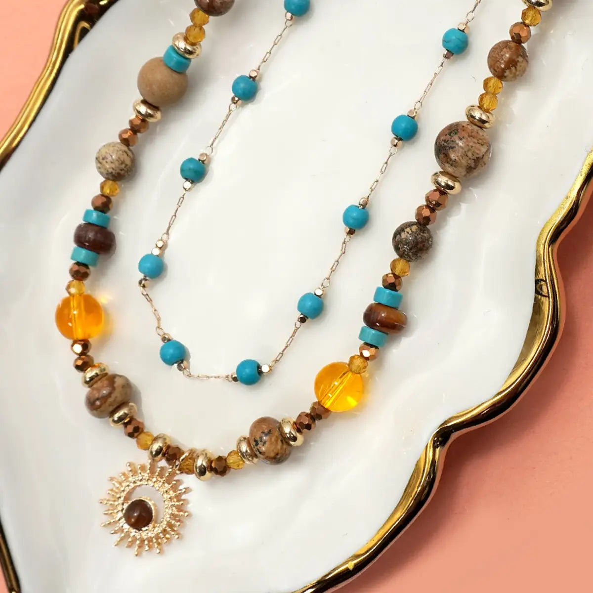 Natural Stone Charm Necklace