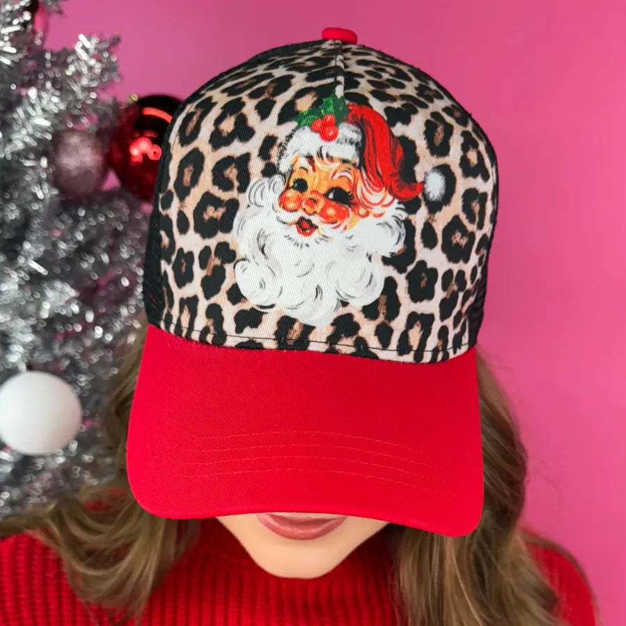 Santa Leopard Trucker Hat