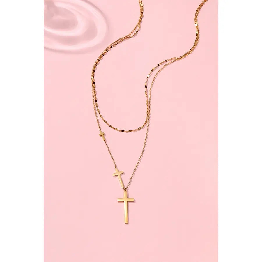 Tiered Cross Layered Necklace