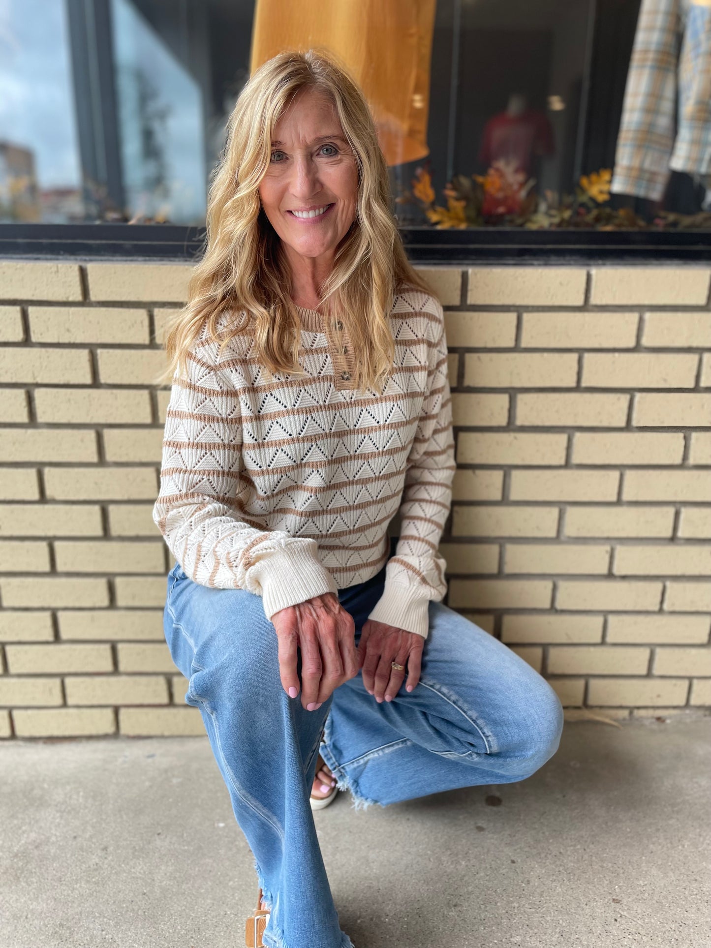 Gemma Ivory/Camel Stripe Sweater