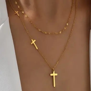 Tiered Cross Layered Necklace